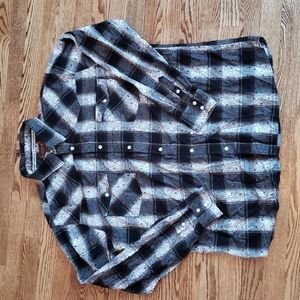 (XL) Cowboy Hardware 100% Cotton Plaid Print Snap Button Down Western Shirt Ride